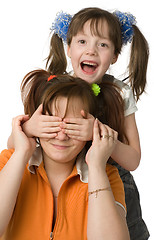 Image showing Laughing daughter with mom