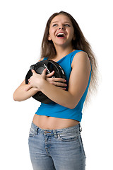 Image showing girl with music player