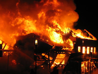 Image showing Burning building