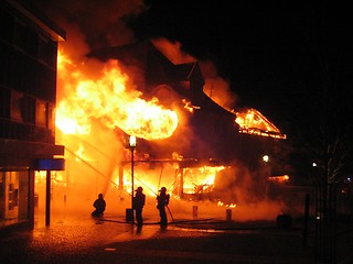 Image showing Burning building