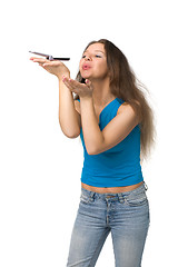 Image showing girl with a mobile phone