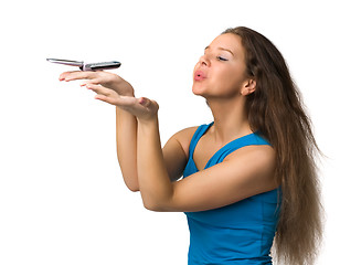 Image showing girl with a mobile phone