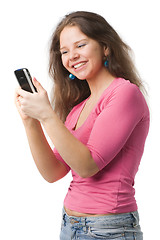 Image showing Happy woman with PDA