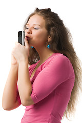 Image showing girl with mobile phone