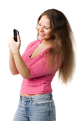 Image showing Happy woman with PDA