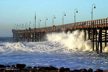 Image showing Ocean Wave Storm Pier