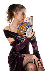 Image showing Girl with a fan