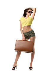Image showing attractive woman with suitcase 