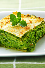 Image showing Plate of vegeterian lasagna