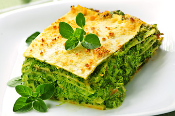 Image showing Plate of vegeterian lasagna