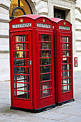 Image showing Telephone boxes in London