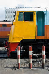 Image showing Colourful railway locomotives