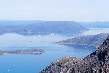 Image showing Icerbergs in fjord system