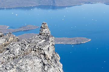 Image showing Cairn on top of mountain