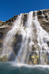 Image showing Waterfall and rainbow