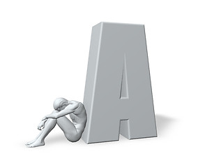 Image showing sitting man leans on uppercase letter A