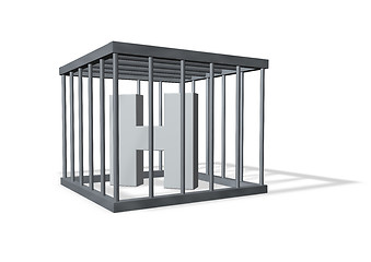 Image showing big H in a cage