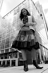 Image showing Girl and skyscraper