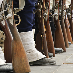 Image showing Soldiers and rifles