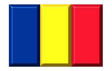 Image showing Romania 3d flag with realistic proportions isolated in white