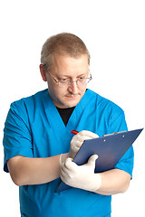 Image showing doctor prepares report