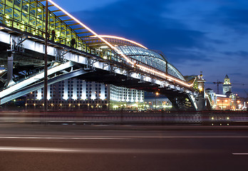 Image showing night view bridge in the Moscow