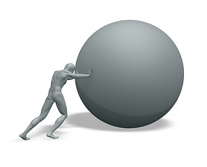 Image showing man rolls ball