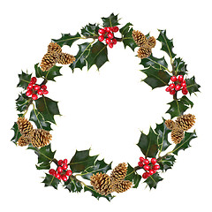 Image showing Holly and Pine Cone Wreath 