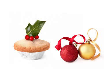 Image showing Mince Pie and Christmas Baubles