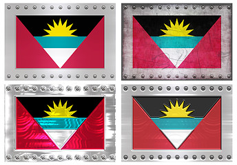 Image showing four metal flags of antigua barbuda