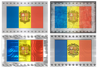 Image showing four metal Flags of andorra