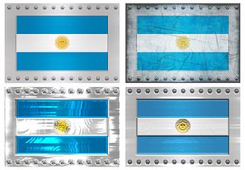 Image showing four metal flags of Argentina