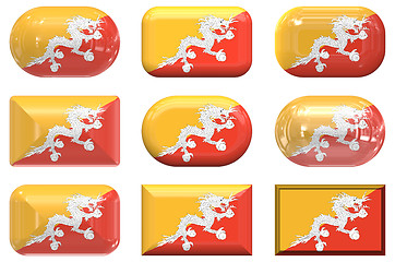 Image showing nine glass buttons of the Flag of Bhutan