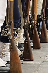 Image showing Soldiers and rifles