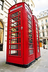 Image showing Telephone boxes in London