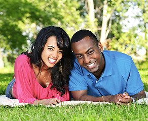 Image showing Happy couple in park