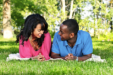 Image showing Happy couple in park