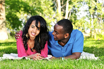 Image showing Happy couple in park
