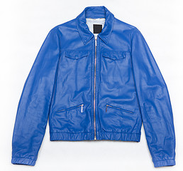 Image showing Blue leather jacket with zipper