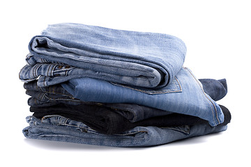 Image showing stack of blue jeans