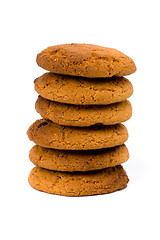 Image showing stack of oatmeal chocolate chip cookies