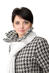 Image showing Brunette with a white scarf