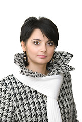 Image showing Brunette with a white scarf