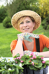 Image showing Young woman - gardening