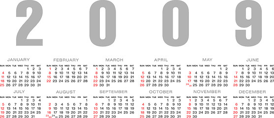 Image showing Calendar grid  2009