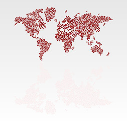 Image showing Stylized dotted world map with reflection