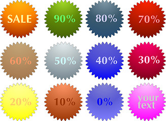 Image showing Color sale tag stickers with discount 