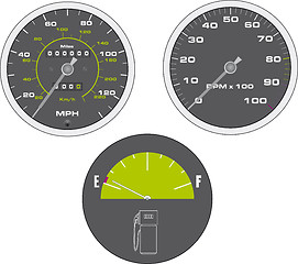 Image showing Illustration of tachometer and speedometer