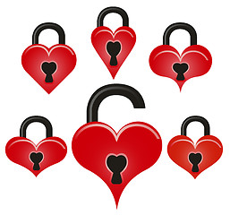 Image showing Lock and unlock red hearts