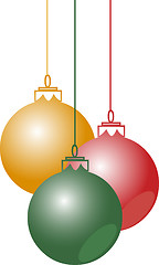 Image showing christmas balls hanging with ribbons